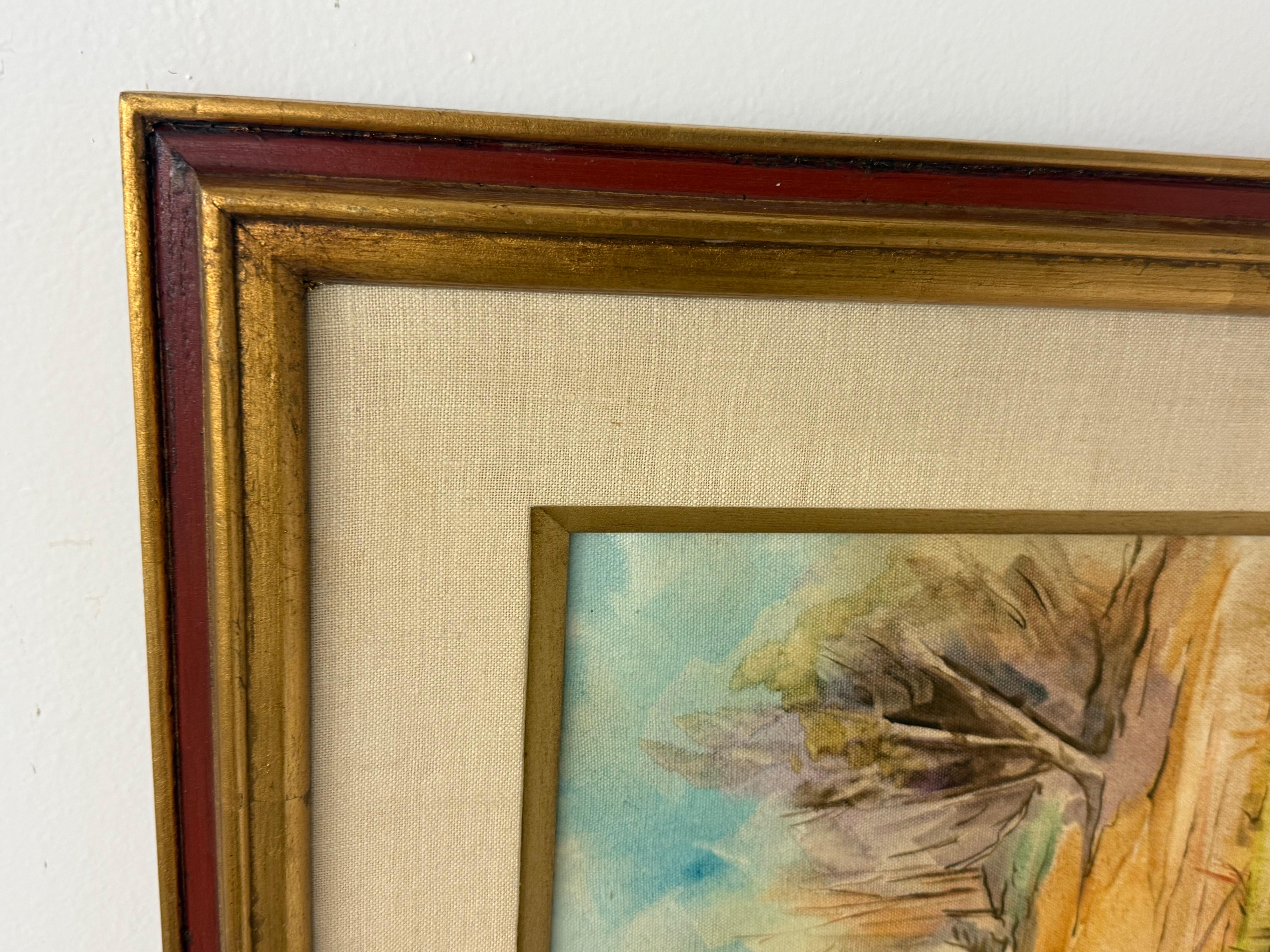 Traditional Style Vintage Framed Signed Scenic Abstract Mid CenturynPainting For Sale 5