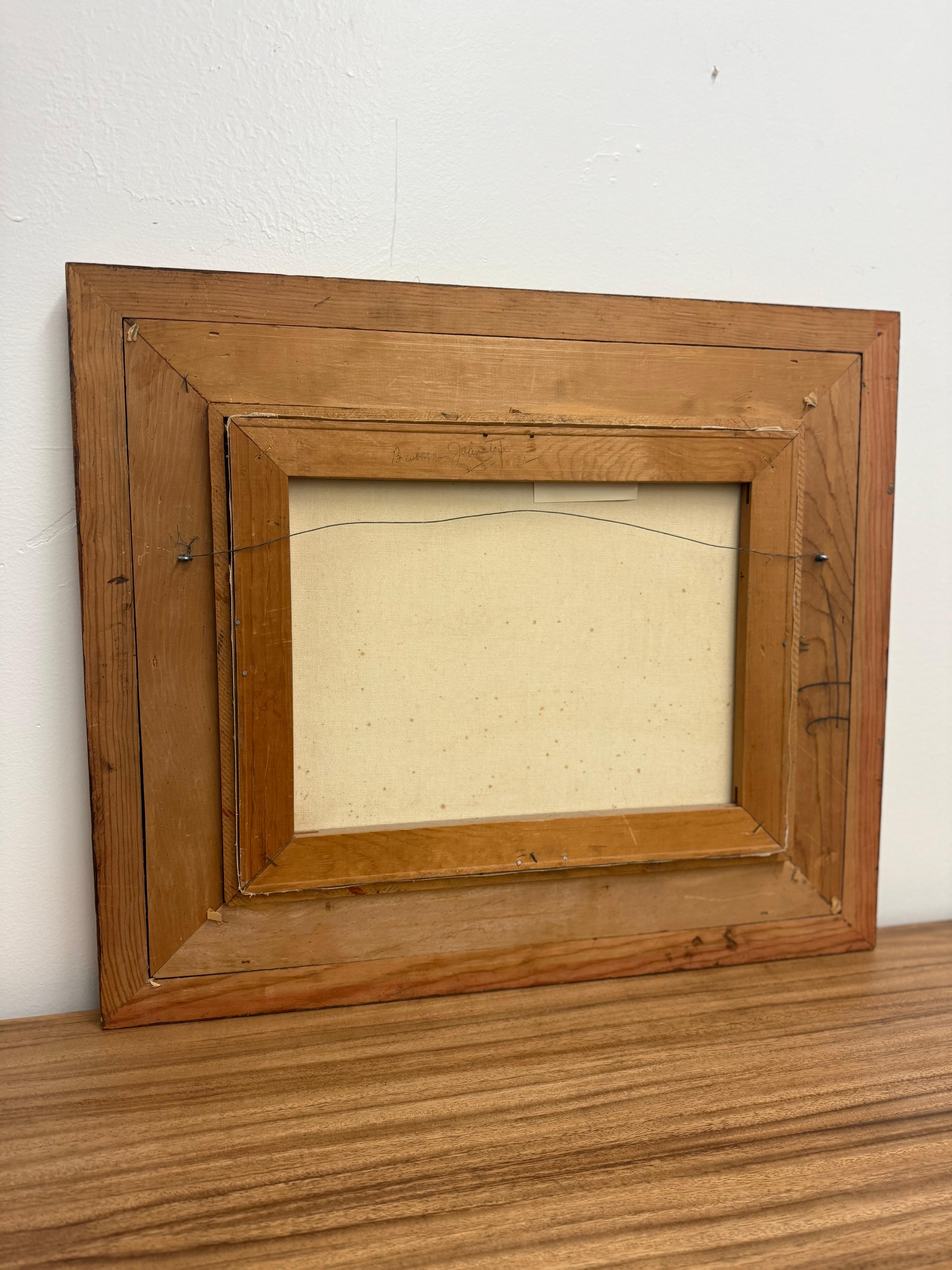 Traditional Style Vintage Framed Signed Scenic Abstract Mid CenturynPainting For Sale 6