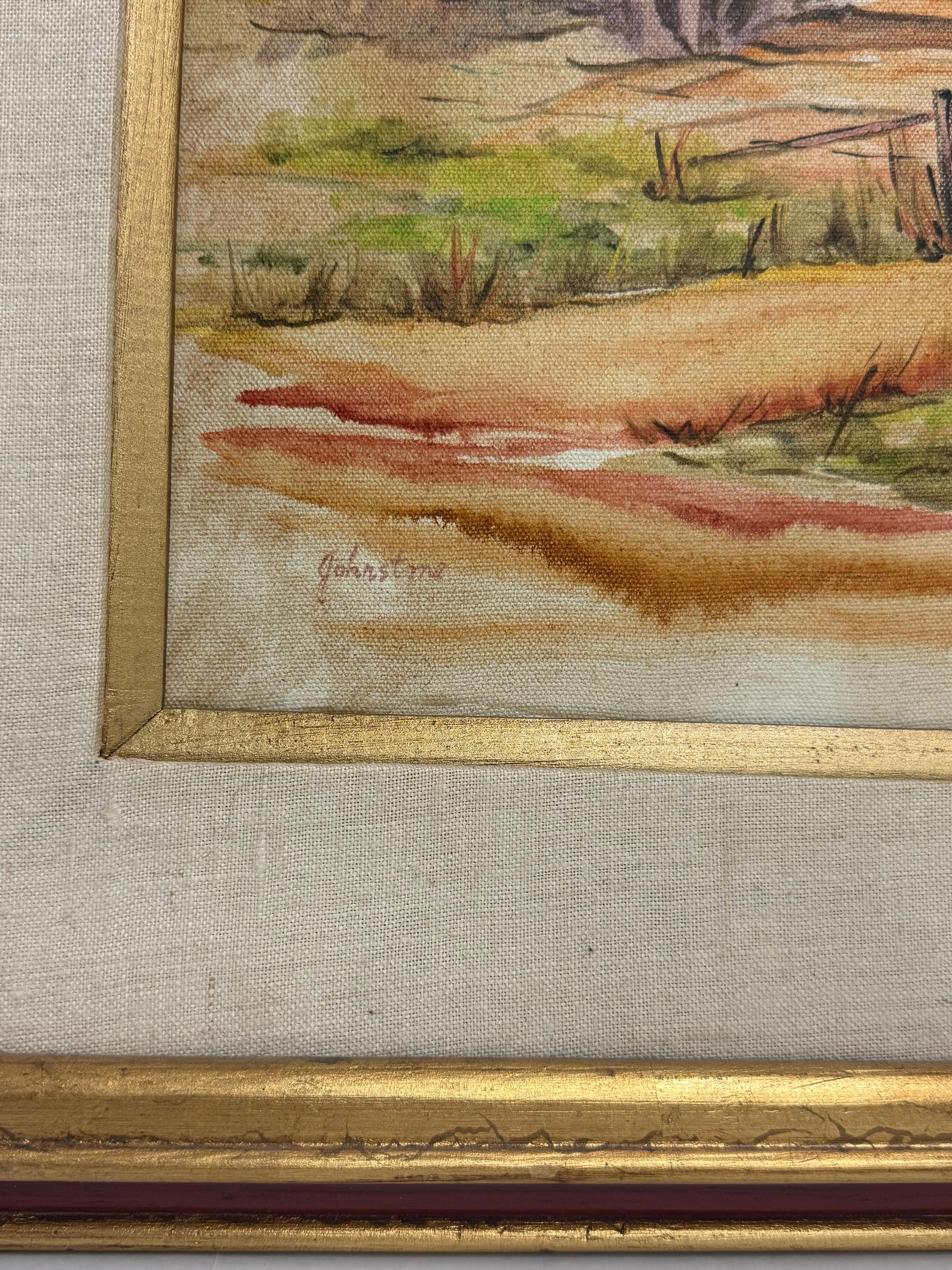 Traditional Style Vintage Framed Signed Scenic Abstract Mid CenturynPainting For Sale 3