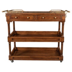 Traditional Style Walnut Rolling Bar Cart