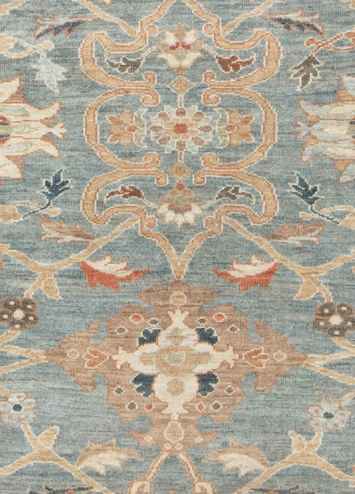 Traditional Sultanabad Design Beige, Off-white, Red and Navy Rug
Size: 9'9