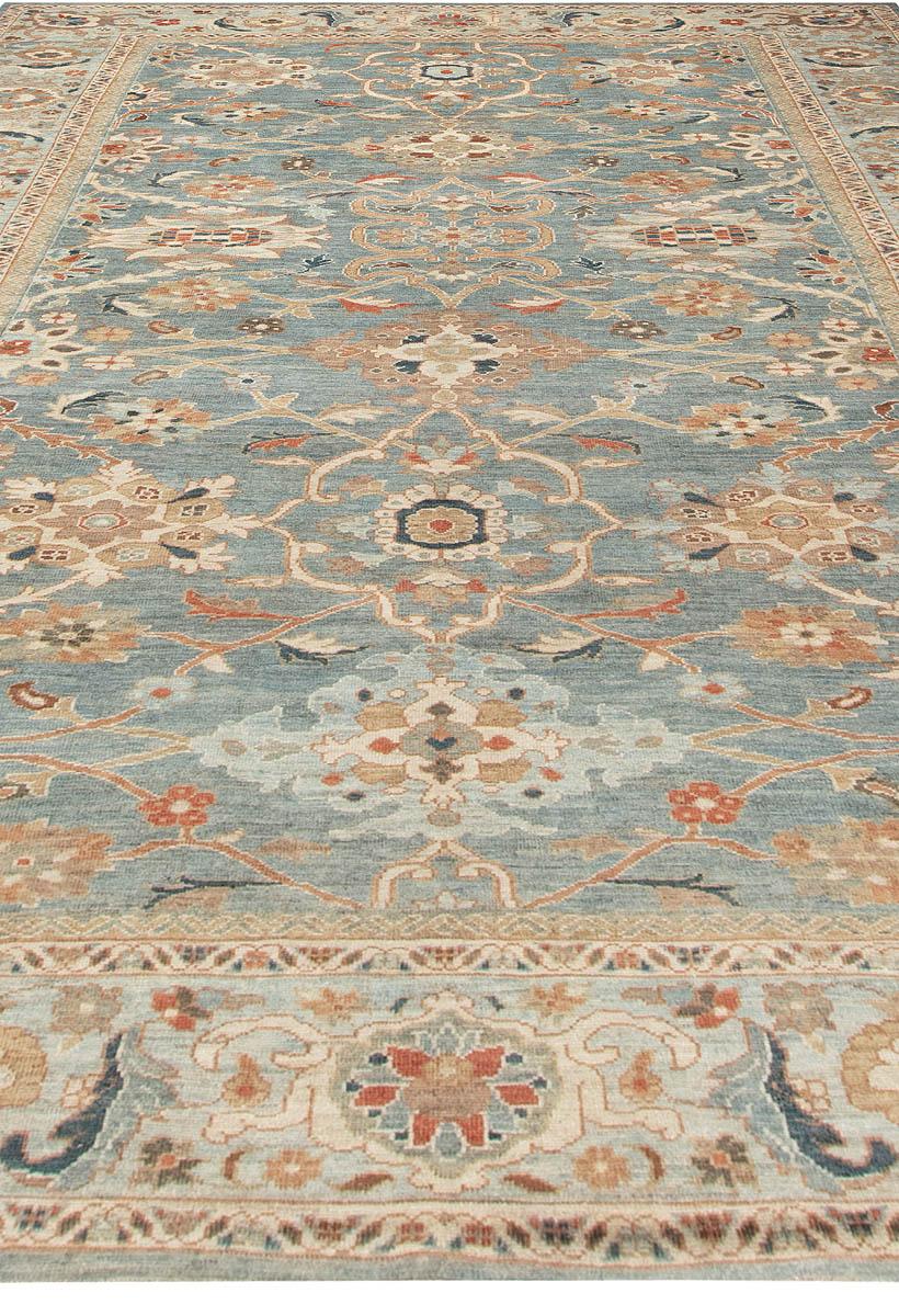 Hand-Knotted Traditional Sultanabad Design Beige, Off-white, Red and Navy Rug