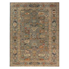 Alfombra tradicional de diseño Sultanabad azul y gris de Doris Leslie Blau