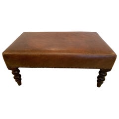 Traditional Supple Leather George Smith Ottoman Bench