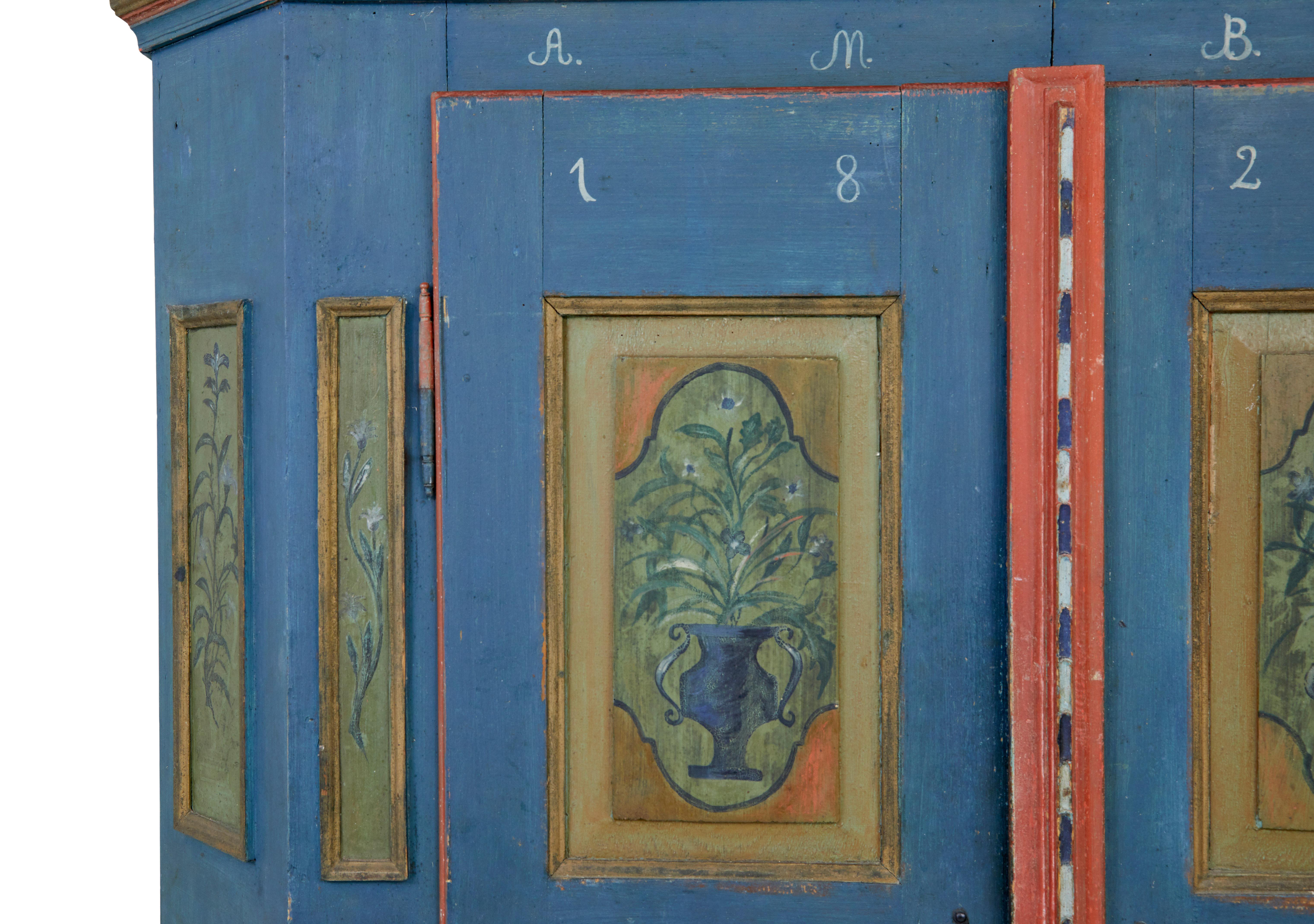 Hand-Crafted Traditional Swedish Hand Painted 19th Century Painted Wardrobe