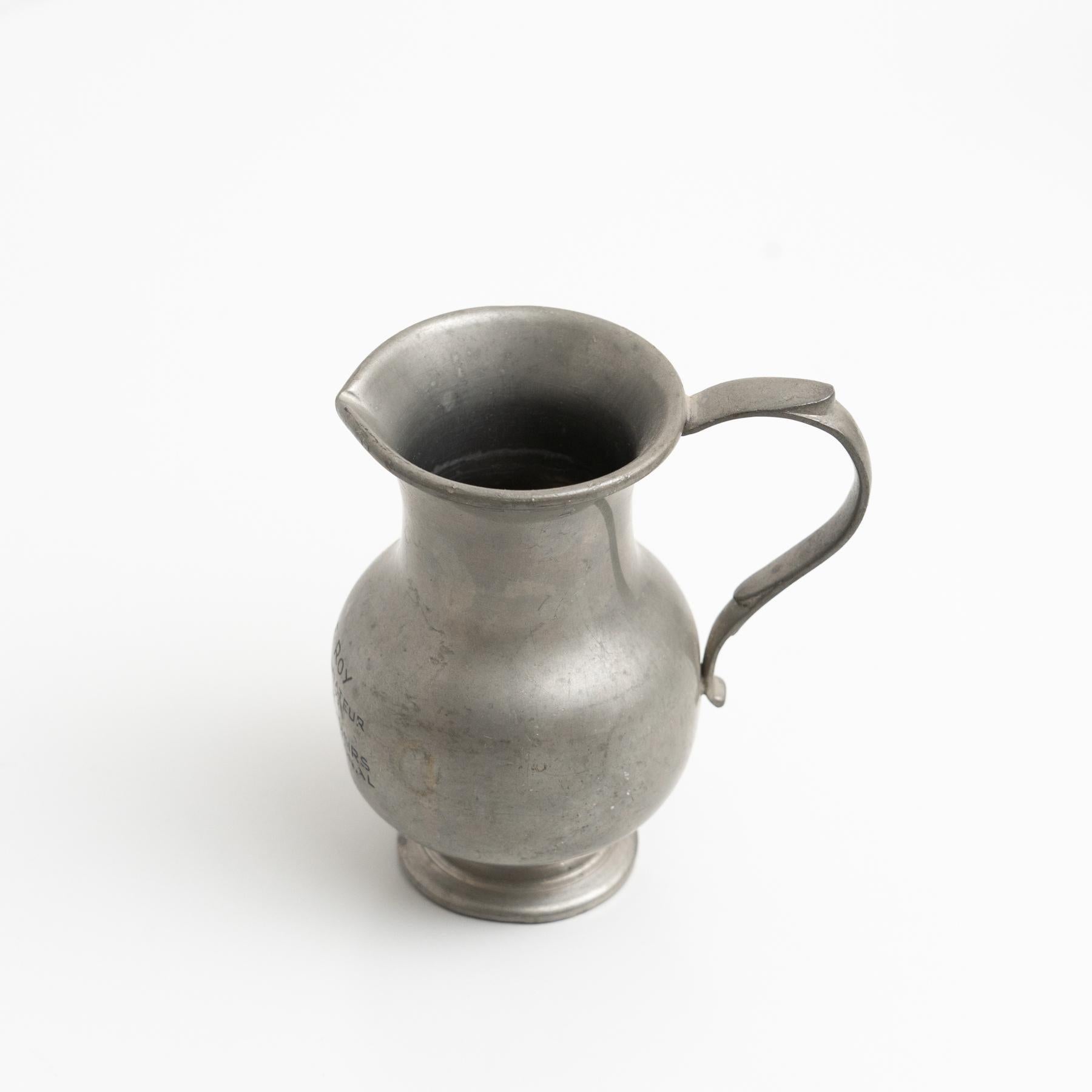 Traditional Swiss Vintage Metal Stamped Commemorative Jug, circa 1970 For Sale 9