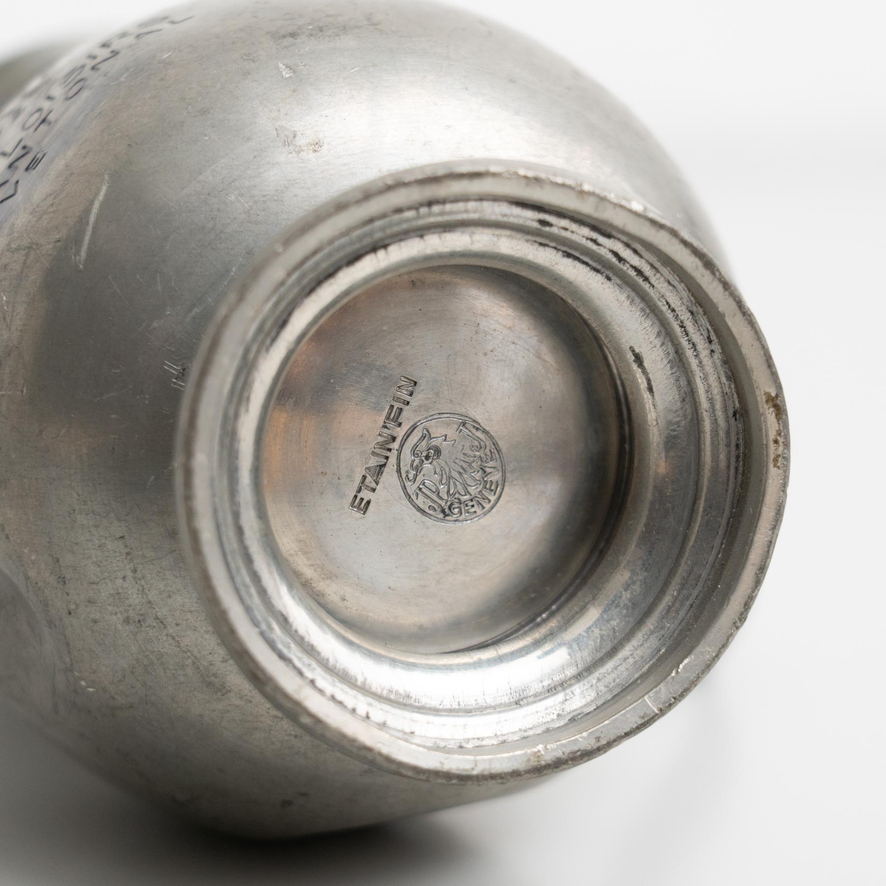 Traditional Swiss Vintage Metal Stamped Commemorative Jug, circa 1970 For Sale 11