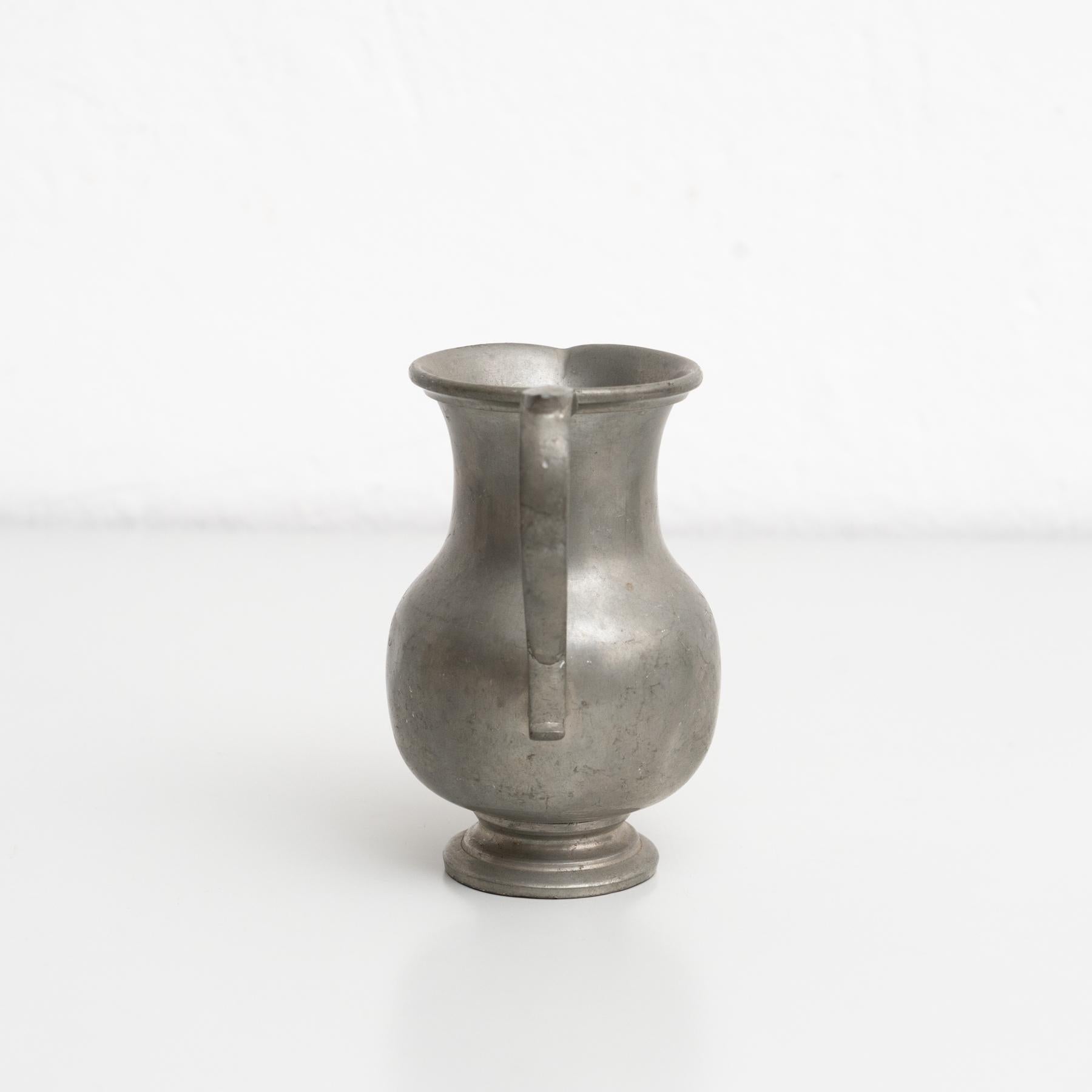 Late 20th Century Traditional Swiss Vintage Metal Stamped Commemorative Jug, circa 1970 For Sale