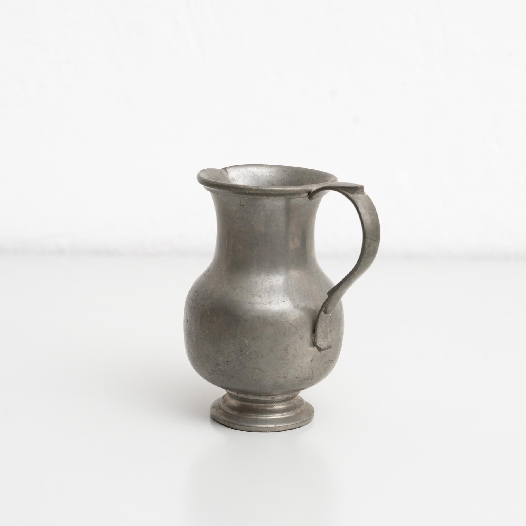Late 20th Century Traditional Swiss Vintage Metal Stamped Commemorative Jug, circa 1970 For Sale