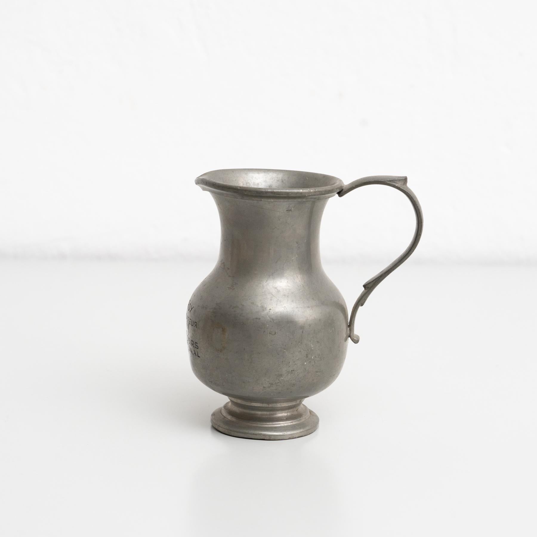 Traditional Swiss Vintage Metal Stamped Commemorative Jug, circa 1970 For Sale 1