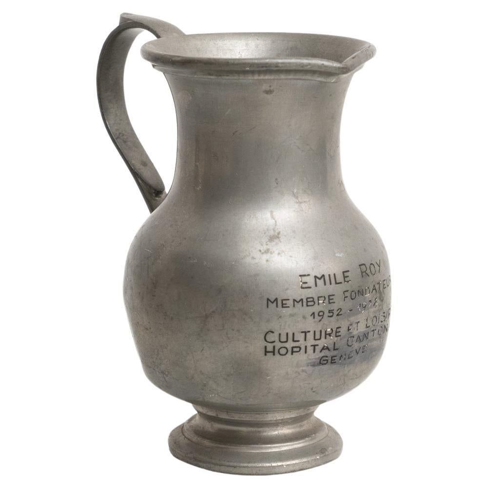 Traditional Swiss Vintage Metal Stamped Commemorative Jug, circa 1970