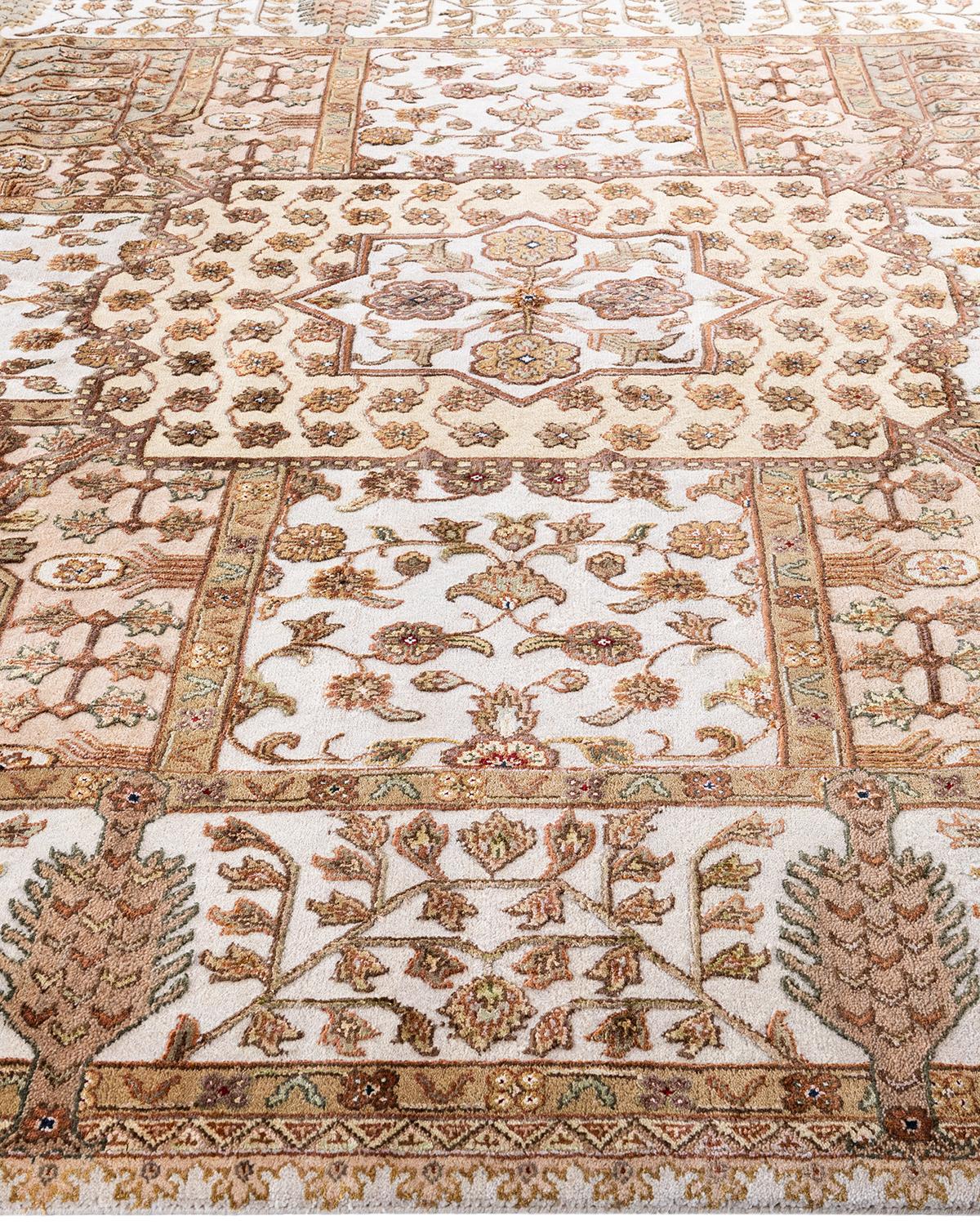 Hand-Knotted Traditional Tabriz Hand Knotted Floral Wool Beige Area Rug 8' 1