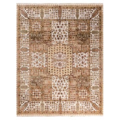 Tapis traditionnel de Tabriz en laine beige à motifs floraux noués à la main 8' 1" x 10' 2"