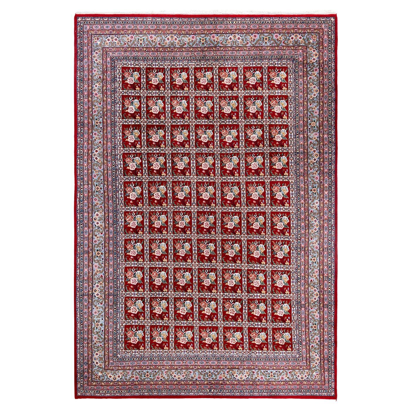 Traditional Tabriz Hand Knotted Floral Wool Red Area Rug 8' 3" x 11' 9"