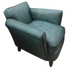 Traditional Teal Leather Club Chair