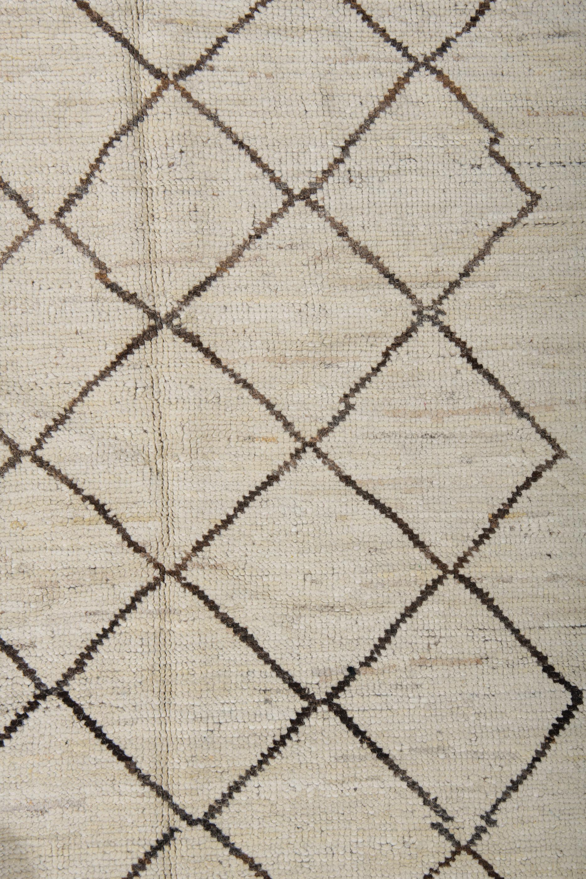 Afghan Trellice Tulu traditionnelle crème et anthracite en vente