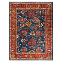 Traditional Tribal Hand Knotted Wool Blue Area Rug