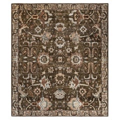 Traditional Tribal Hand Knotted Wool Brown Area Rug