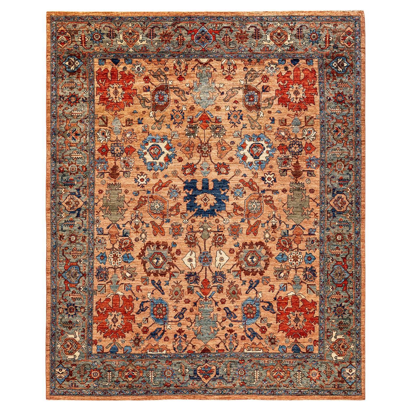 Traditional Tribal Hand Knotted Wool Gold Area Rug
