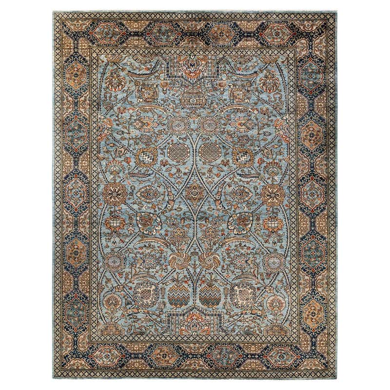 Traditional Tribal Hand Knotted Wool Light Blue Area Rug For Sale at ...