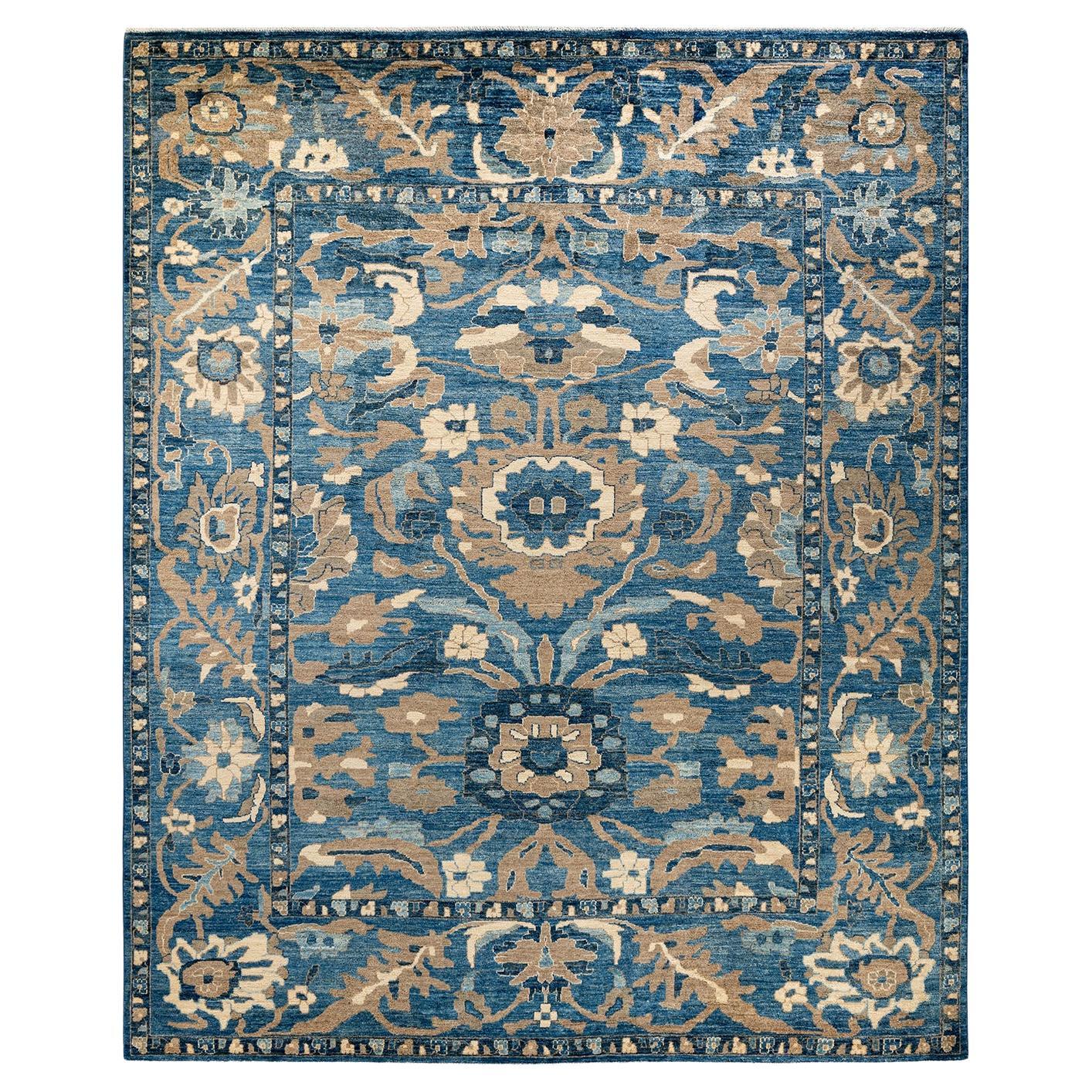 Traditional Tribal Hand Knotted Wool Light Blue Area Rug