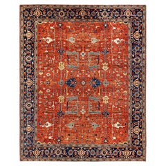 Traditional Tribal Hand Knotted Wool Orange Area Rug
