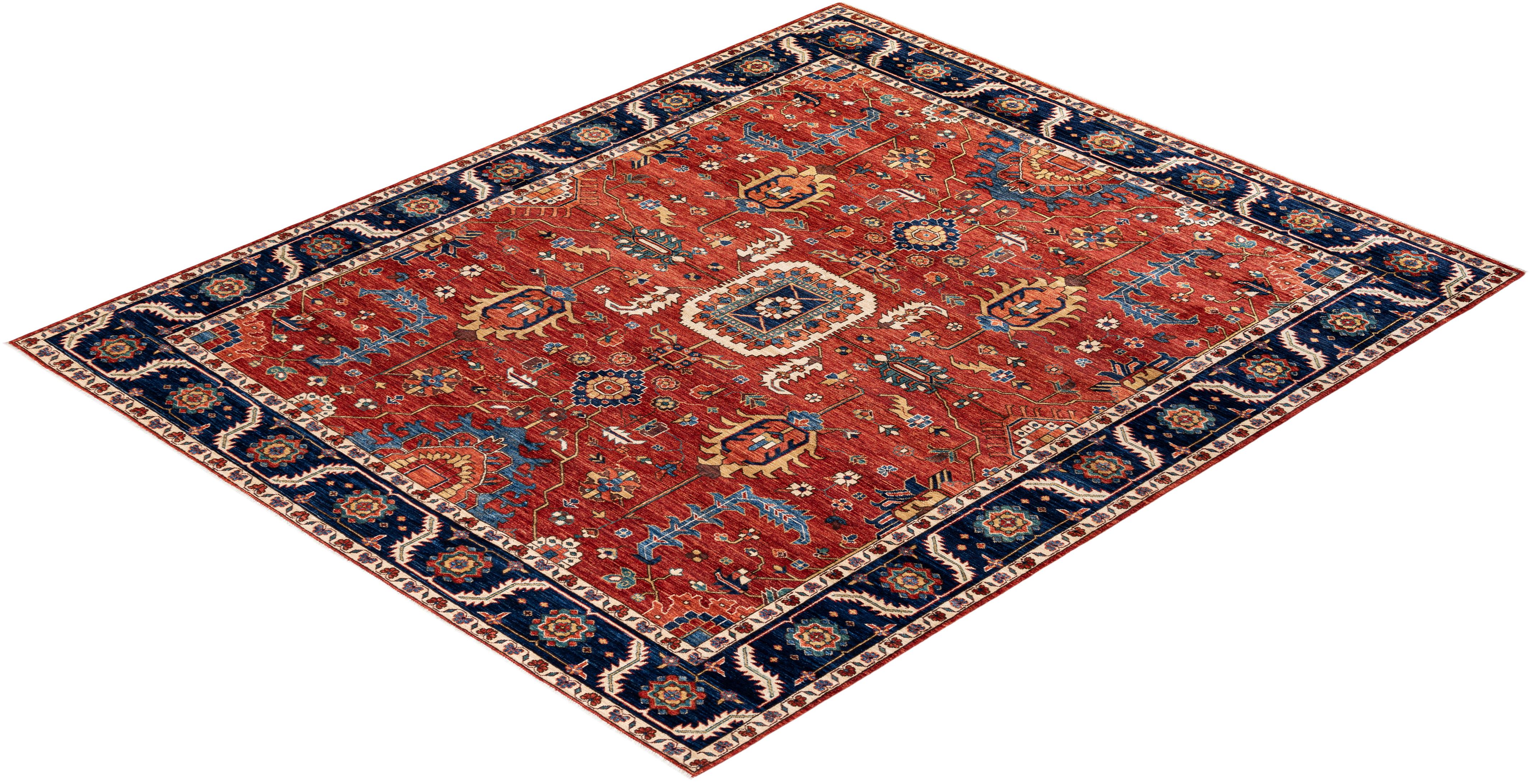 Traditional Tribal Hand Knotted Wool Red Area Rug For Sale 3