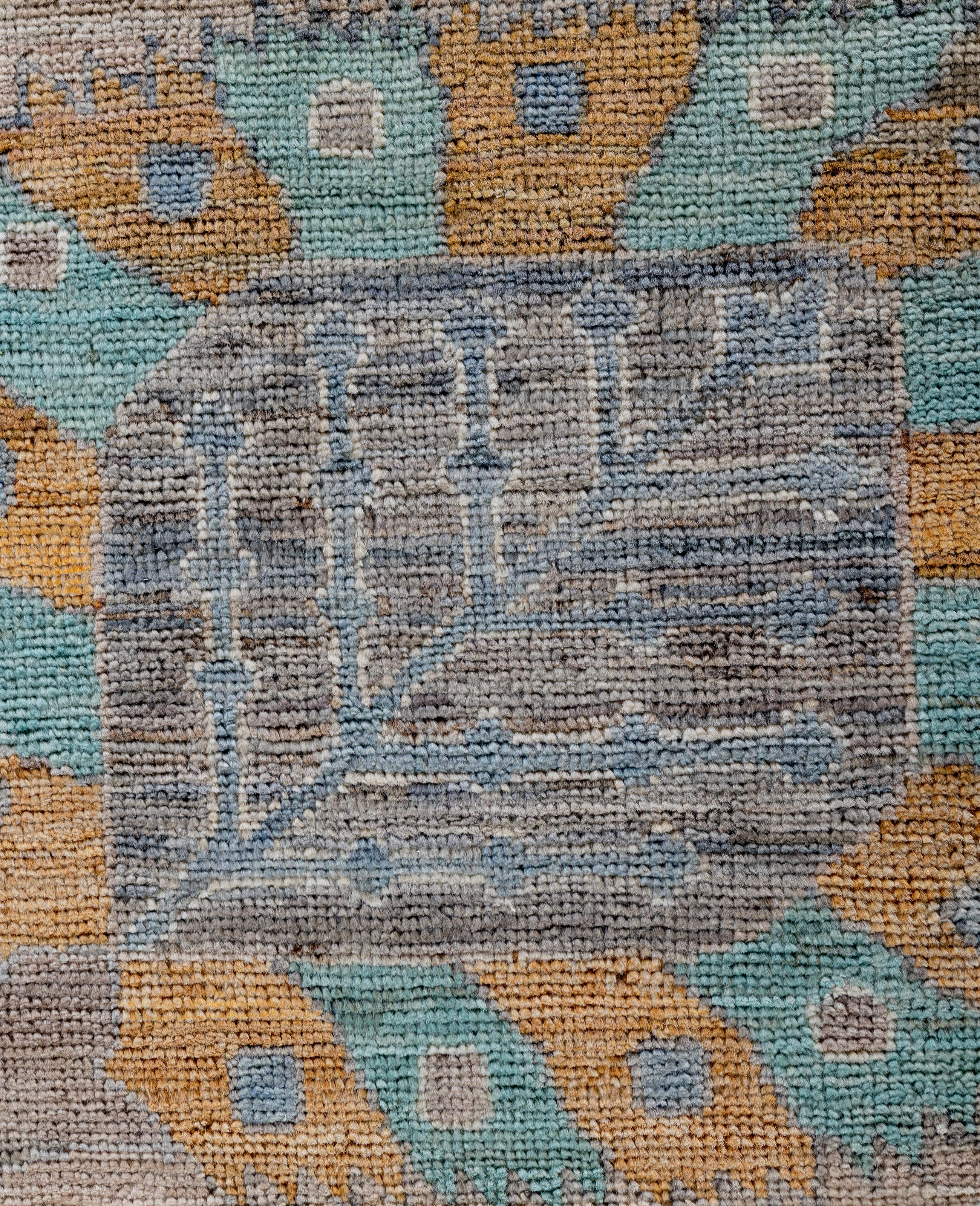 Pakistani Traditional Tribal Oushak Wool Hand Knotted Beige Area Rug 7' 11