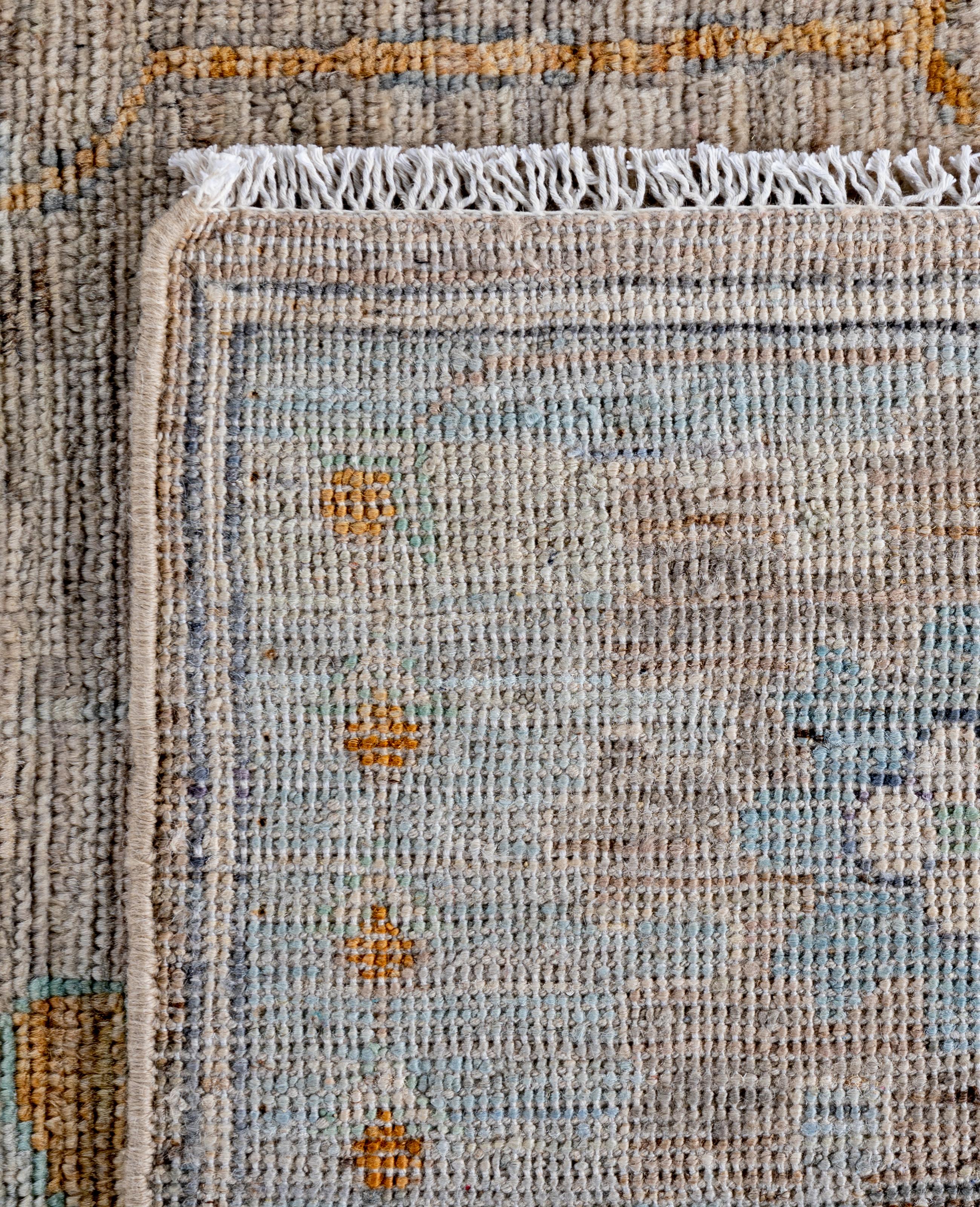 Traditional Tribal Oushak Wool Hand Knotted Beige Area Rug 7' 11
