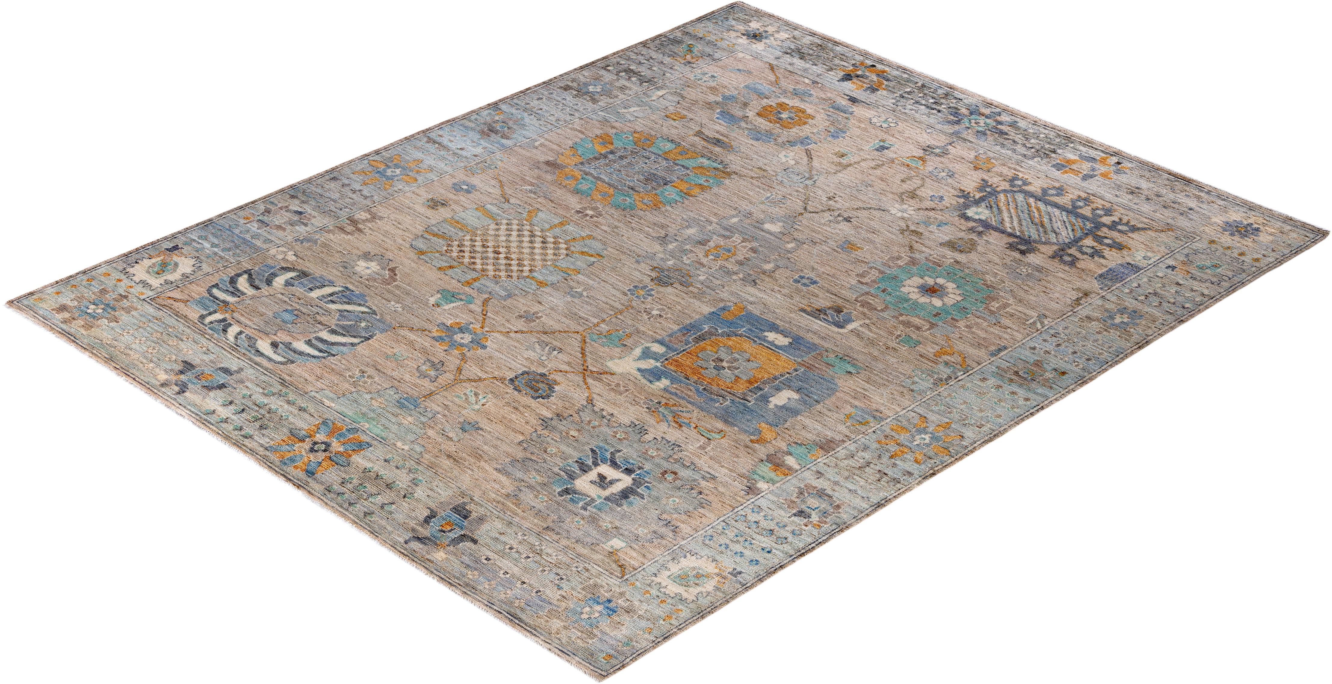 Traditional Tribal Oushak Wool Hand Knotted Beige Area Rug 7' 11