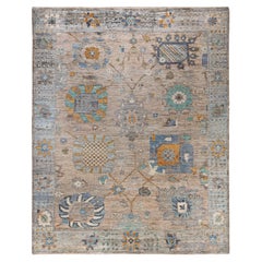Traditional Tribal Oushak Wool Hand Knotted Beige Area Rug 7' 11" x 9' 10"