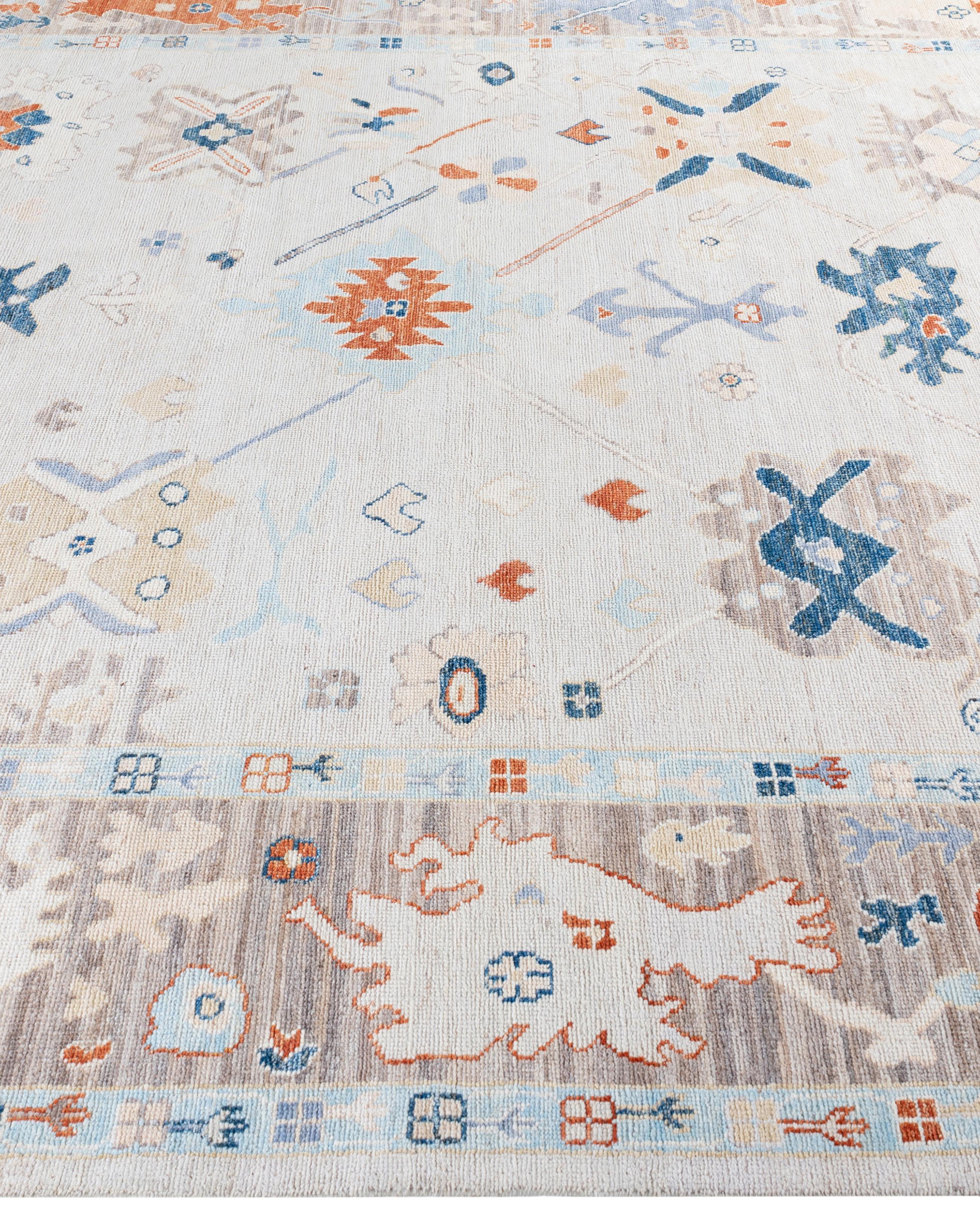 Hand-Knotted Traditional Tribal Oushak Wool Hand Knotted Beige Area Rug 8' 0