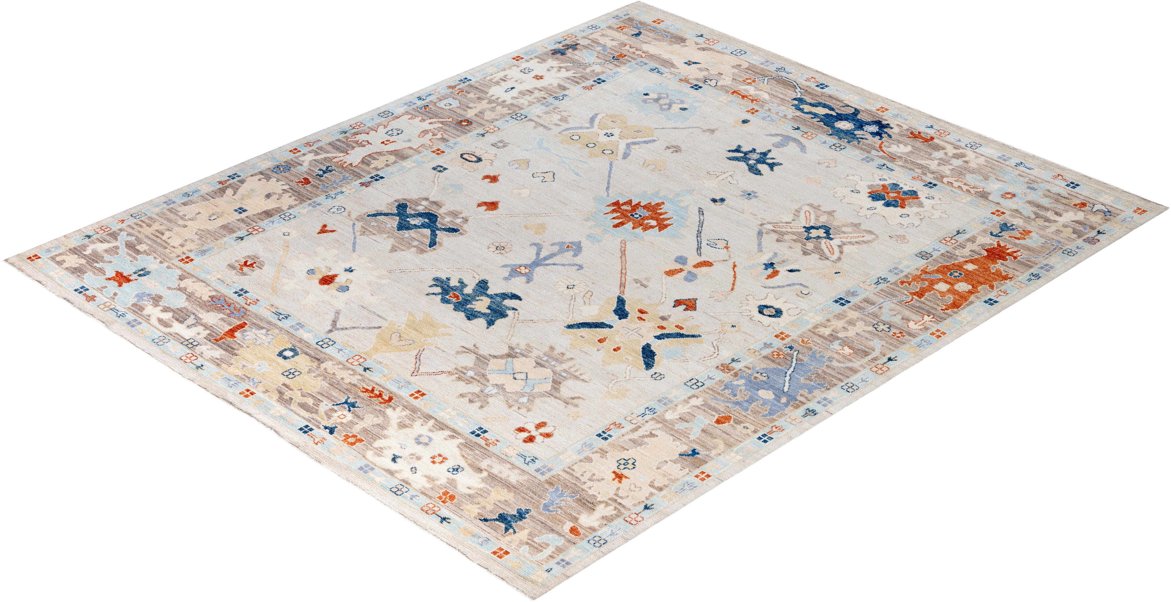Traditional Tribal Oushak Wool Hand Knotted Beige Area Rug 8' 0