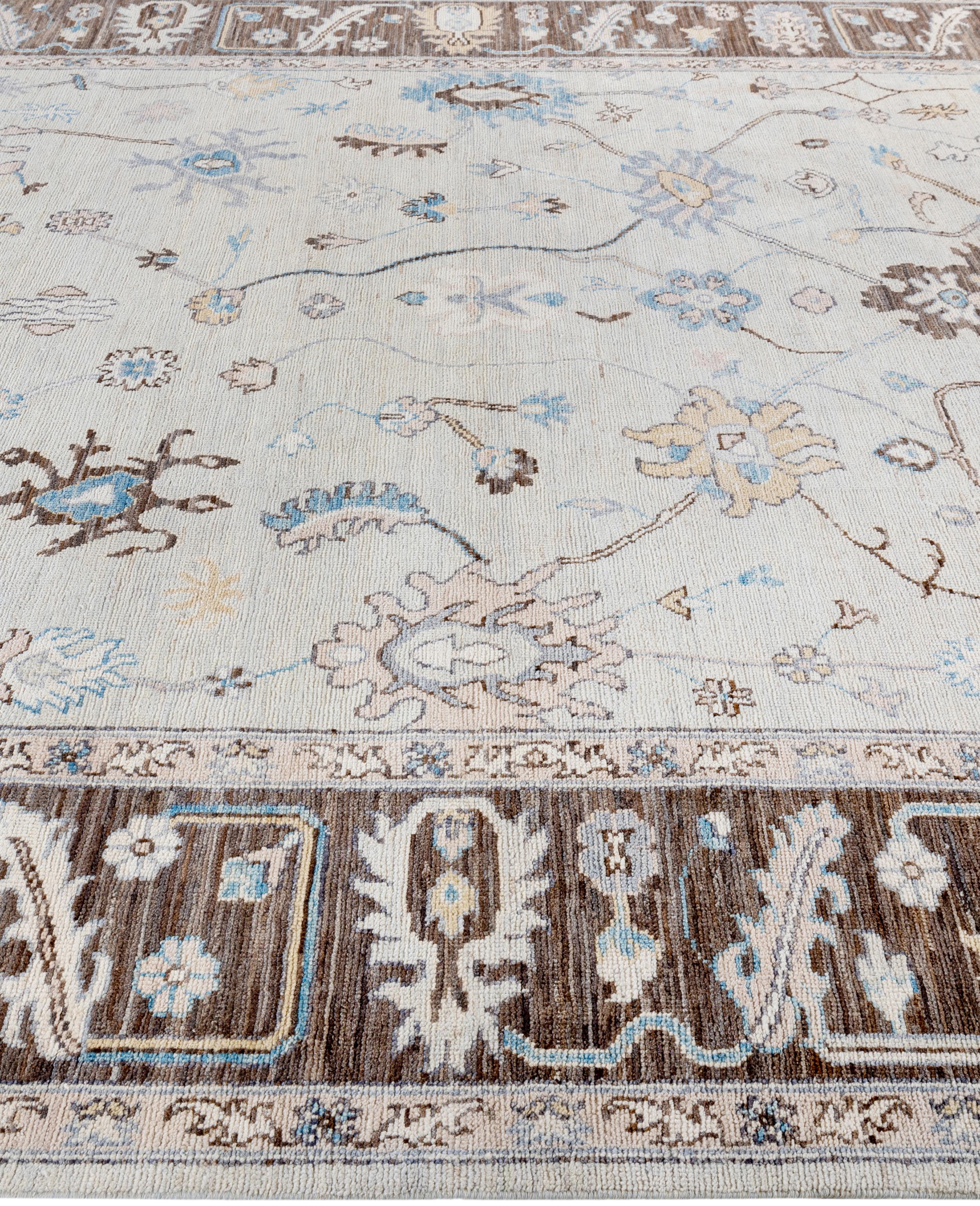 Hand-Knotted Traditional Tribal Oushak Wool Hand Knotted Beige Area Rug 8' 2