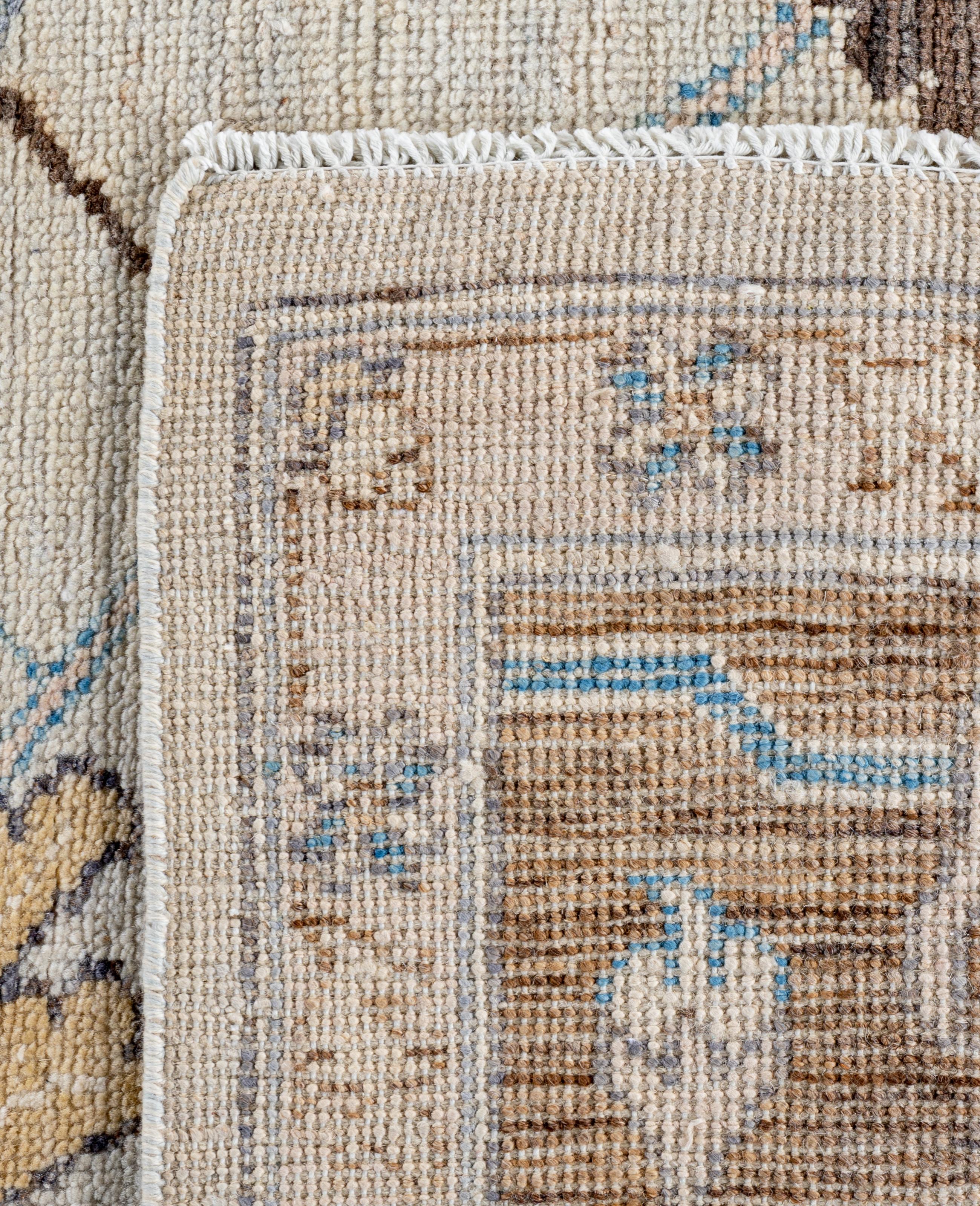 Traditional Tribal Oushak Wool Hand Knotted Beige Area Rug 8' 2