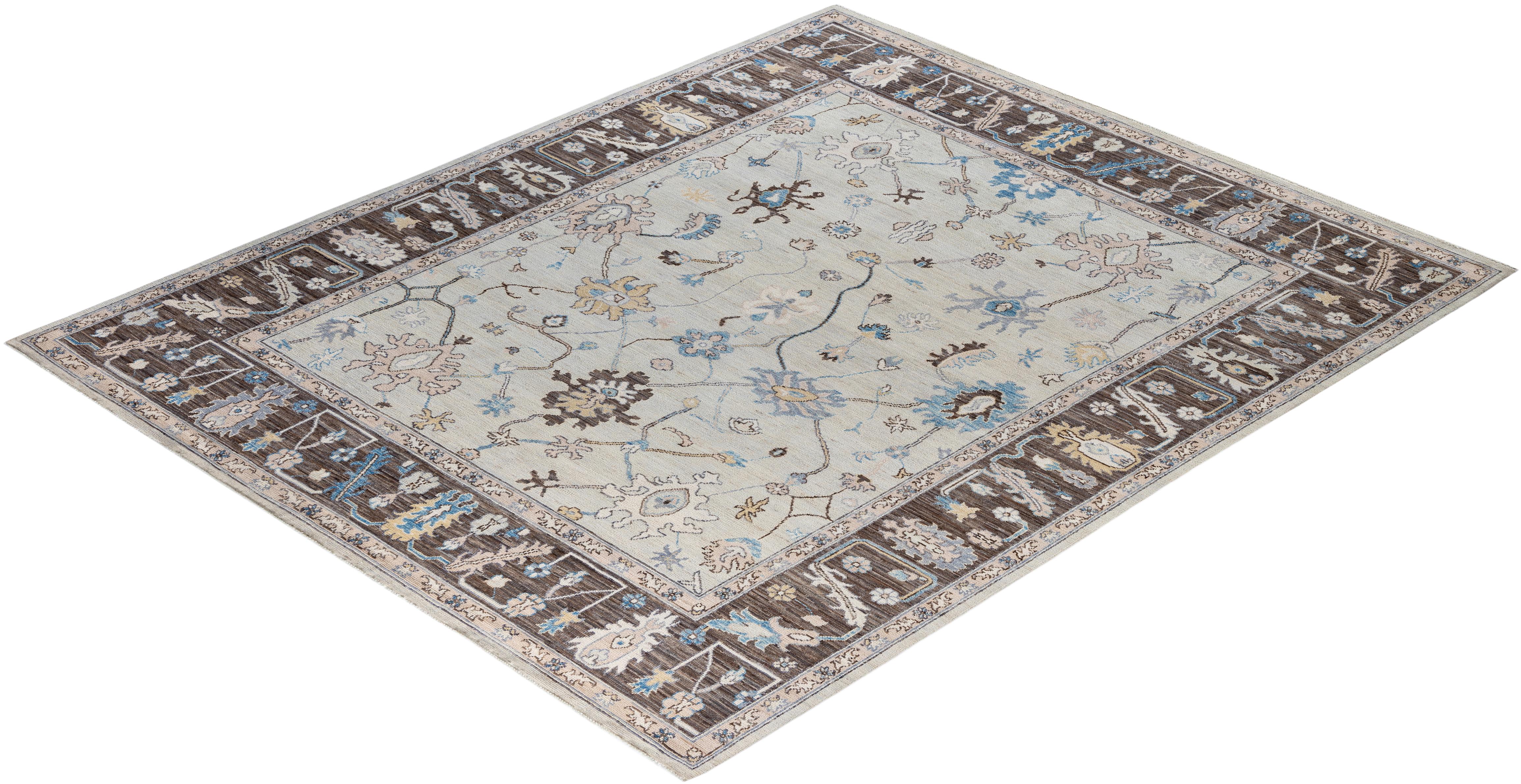 Traditional Tribal Oushak Wool Hand Knotted Beige Area Rug 8' 2