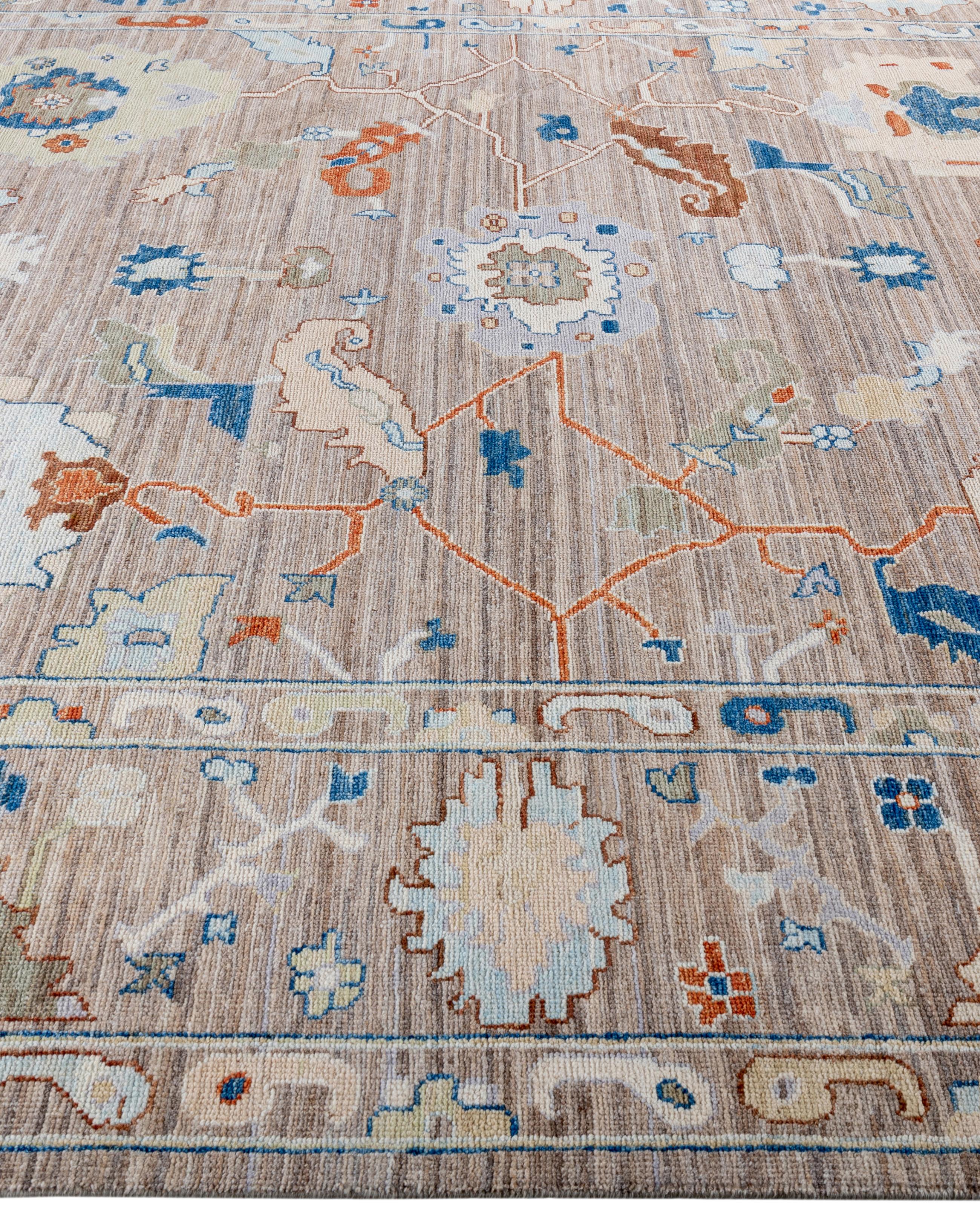 Hand-Knotted Traditional Tribal Oushak Wool Hand Knotted Beige Area Rug 8' 2