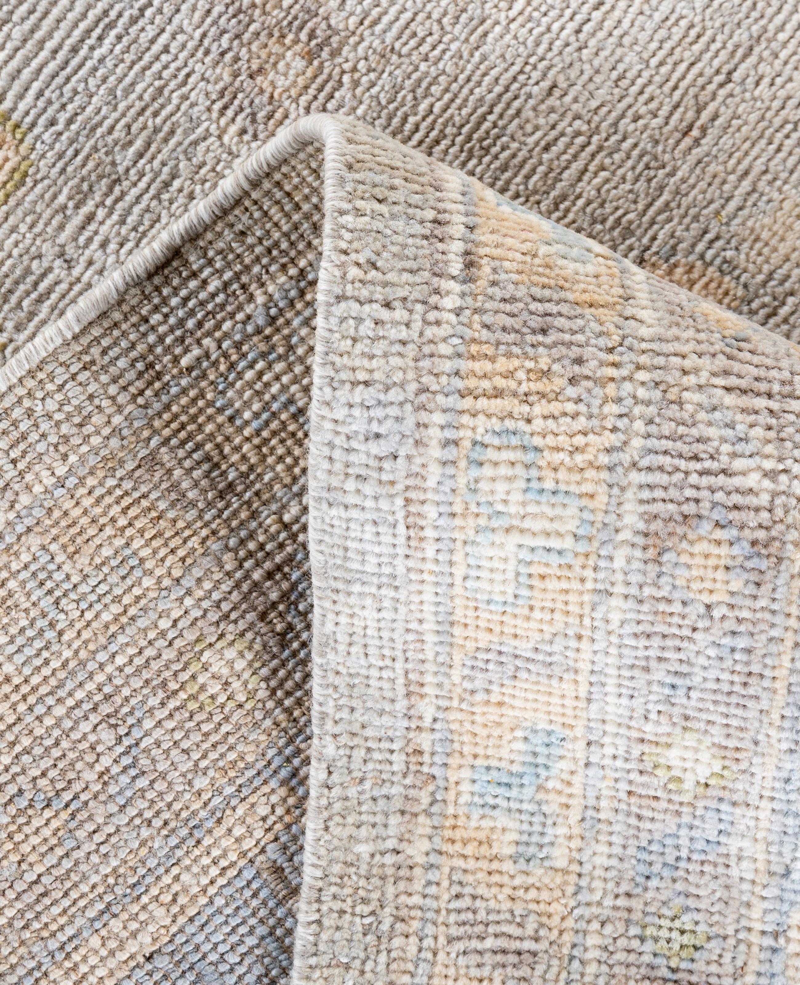 Contemporary Traditional Tribal Oushak Wool Hand Knotted Beige Area Rug 8' 2