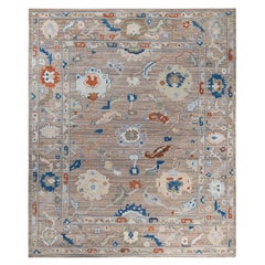 Alfombra Tribal Tradicional Oushak de Lana Anudada a Mano Beige 8' 2" x 9' 9