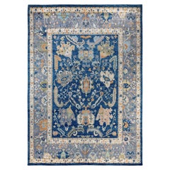 Traditional Tribal Oushak Wool Hand Knotted Blue Area Rug 10' 2" x 14' 3"