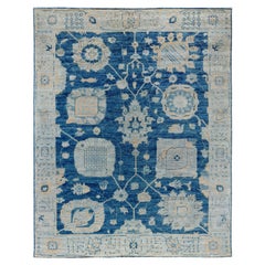Traditional Tribal Oushak Wool Hand Knotted Blue Area Rug 7' 11" x 9' 11"