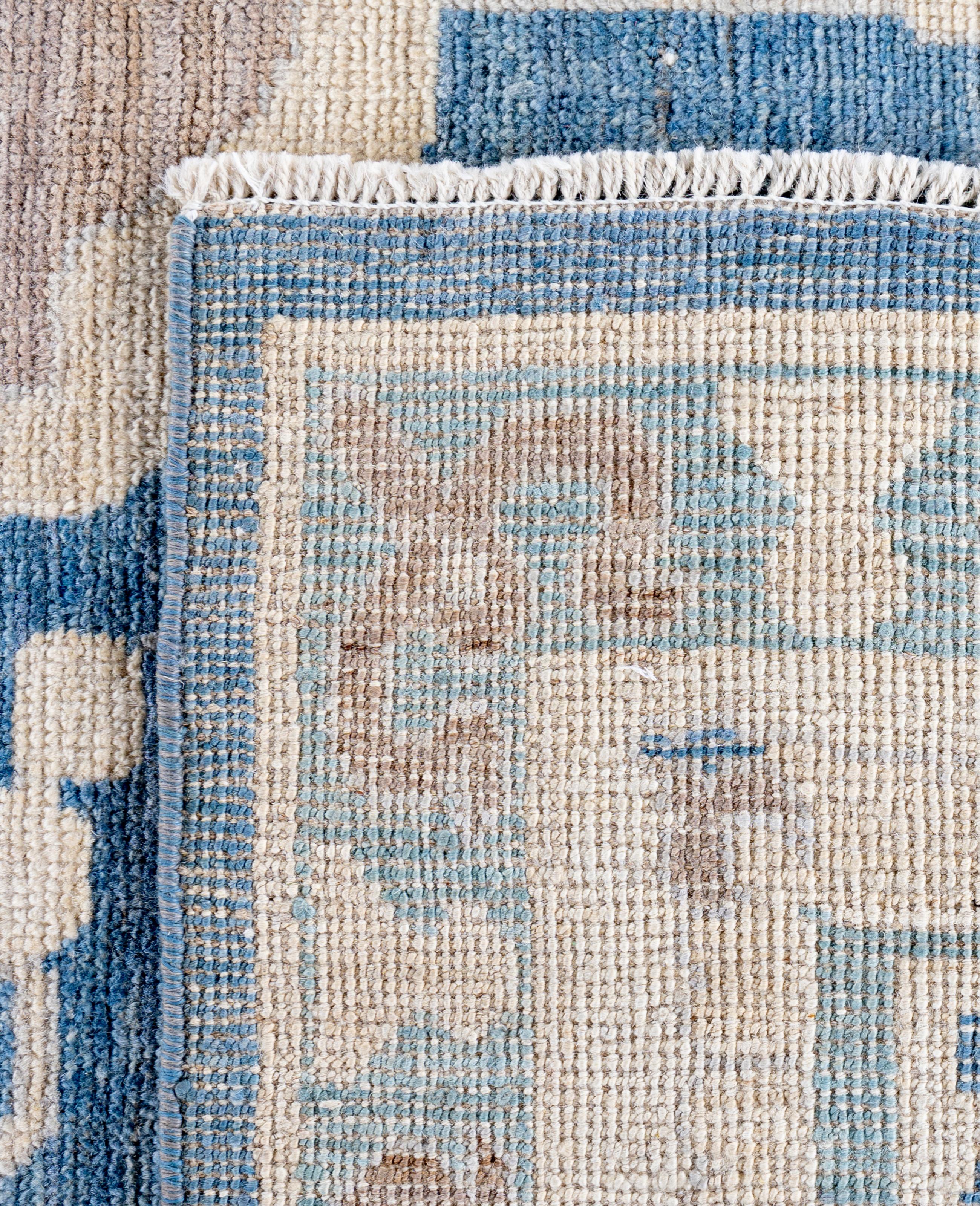 Traditional Tribal Oushak Wool Hand Knotted Blue Area Rug 9' 0
