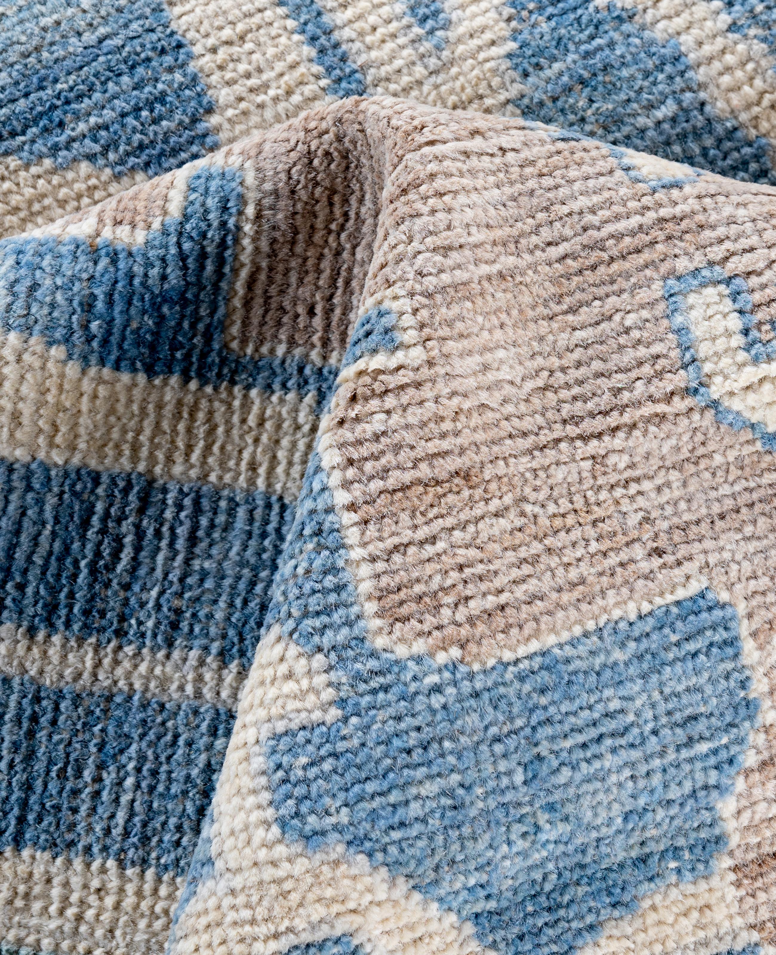 Traditional Tribal Oushak Wool Hand Knotted Blue Area Rug 9' 0