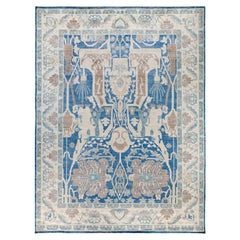 Traditional Tribal Oushak Wool Hand Knotted Blue Area Rug 9' 0" x 11' 10"
