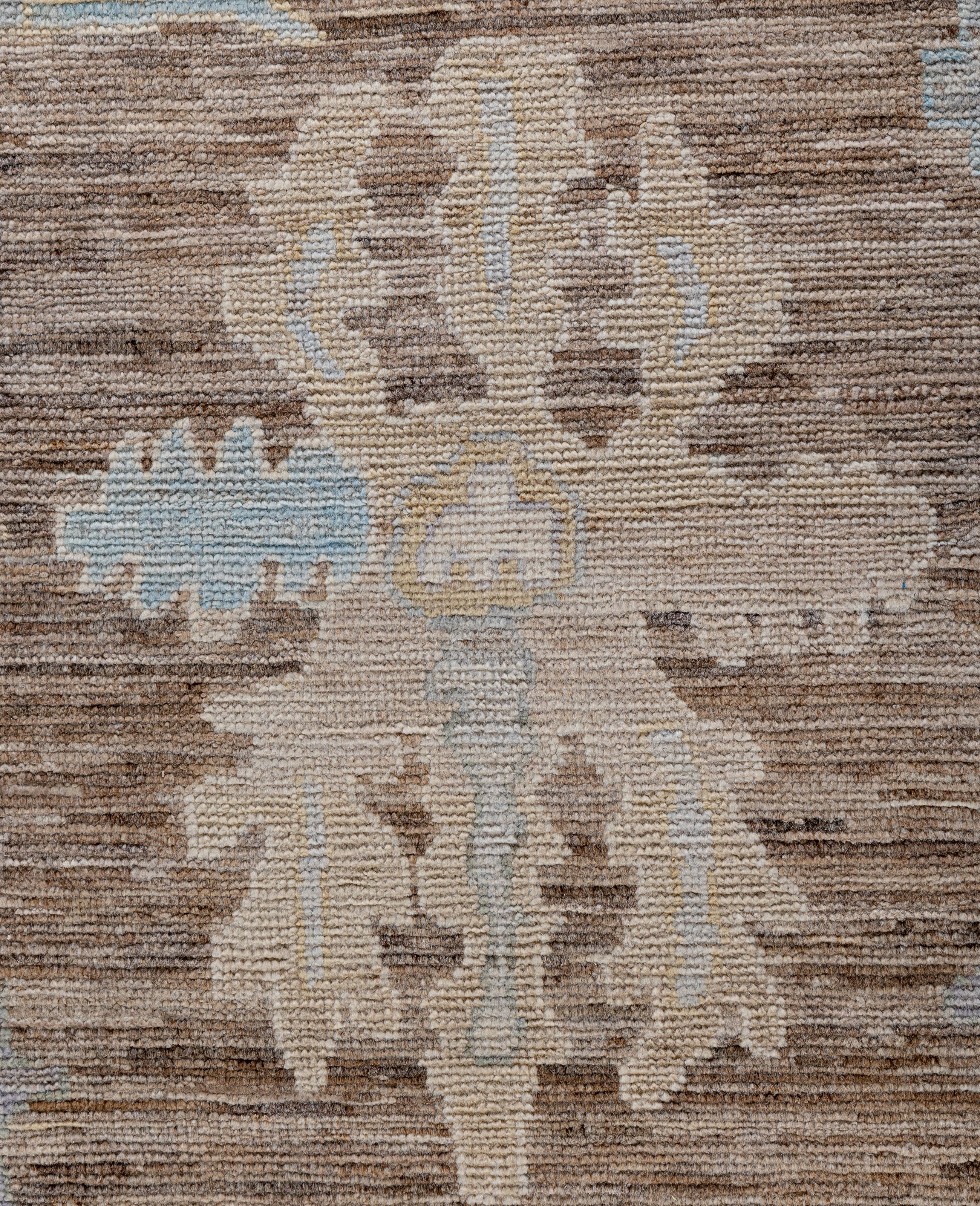 Pakistani Traditional Tribal Oushak Wool Hand Knotted Brown Area Rug 8' 11