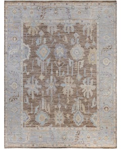 Traditional Tribal Oushak Wool Hand Knotted Brown Area Rug 8' 11" x 11' 7"