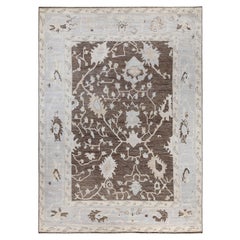 Traditional Tribal Oushak Wool Hand Knotted Brown Area Rug 8' 8" x 11' 10"