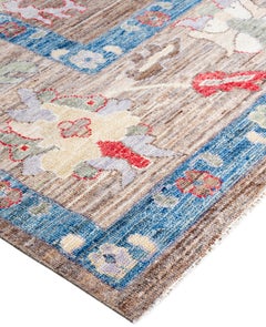 Traditionelle Stammes Oushak Wolle Hand geknüpft Brown Bereich Teppich 9' 0" x 11' 11"