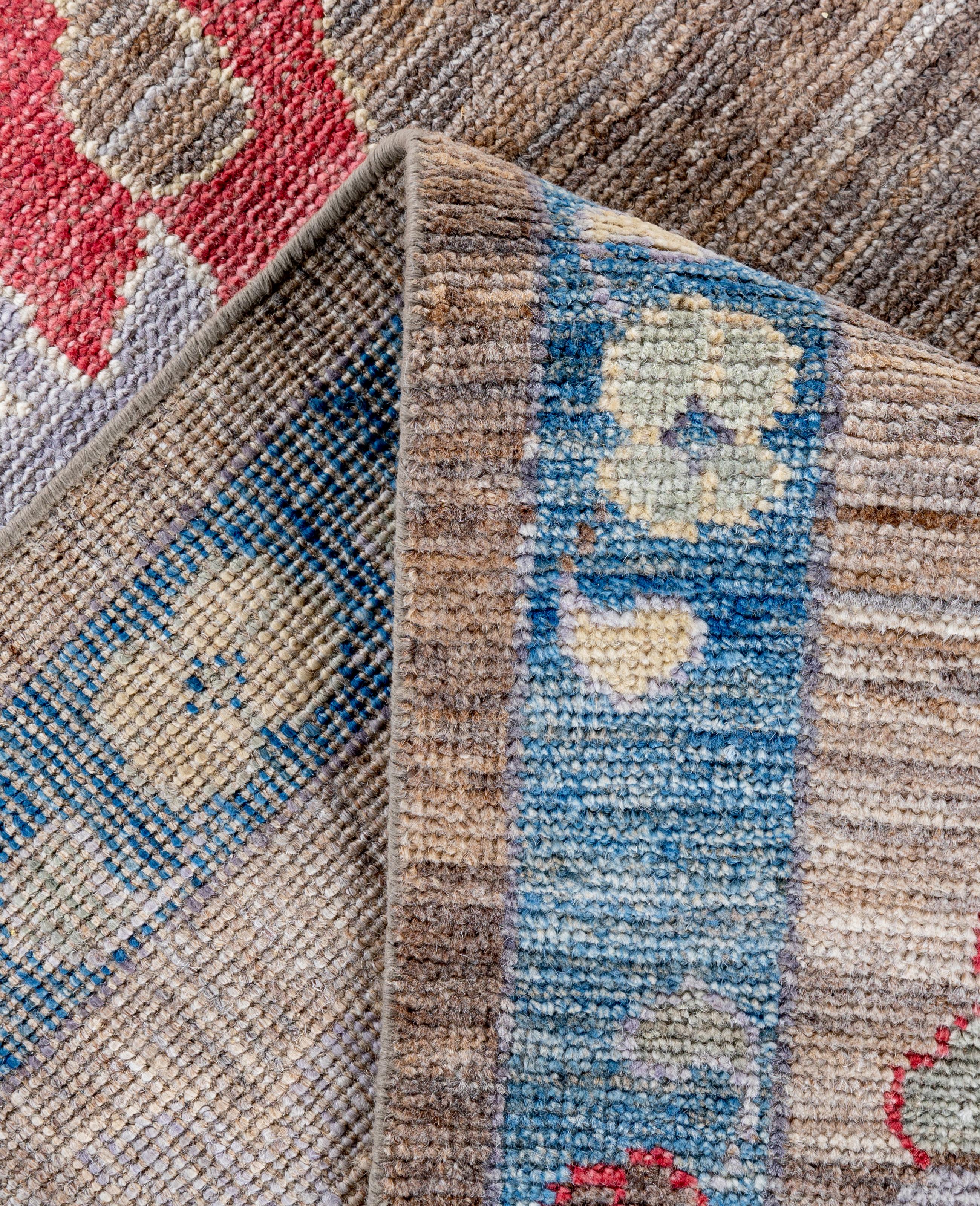 Contemporary Traditional Tribal Oushak Wool Hand Knotted Brown Area Rug 9' 0