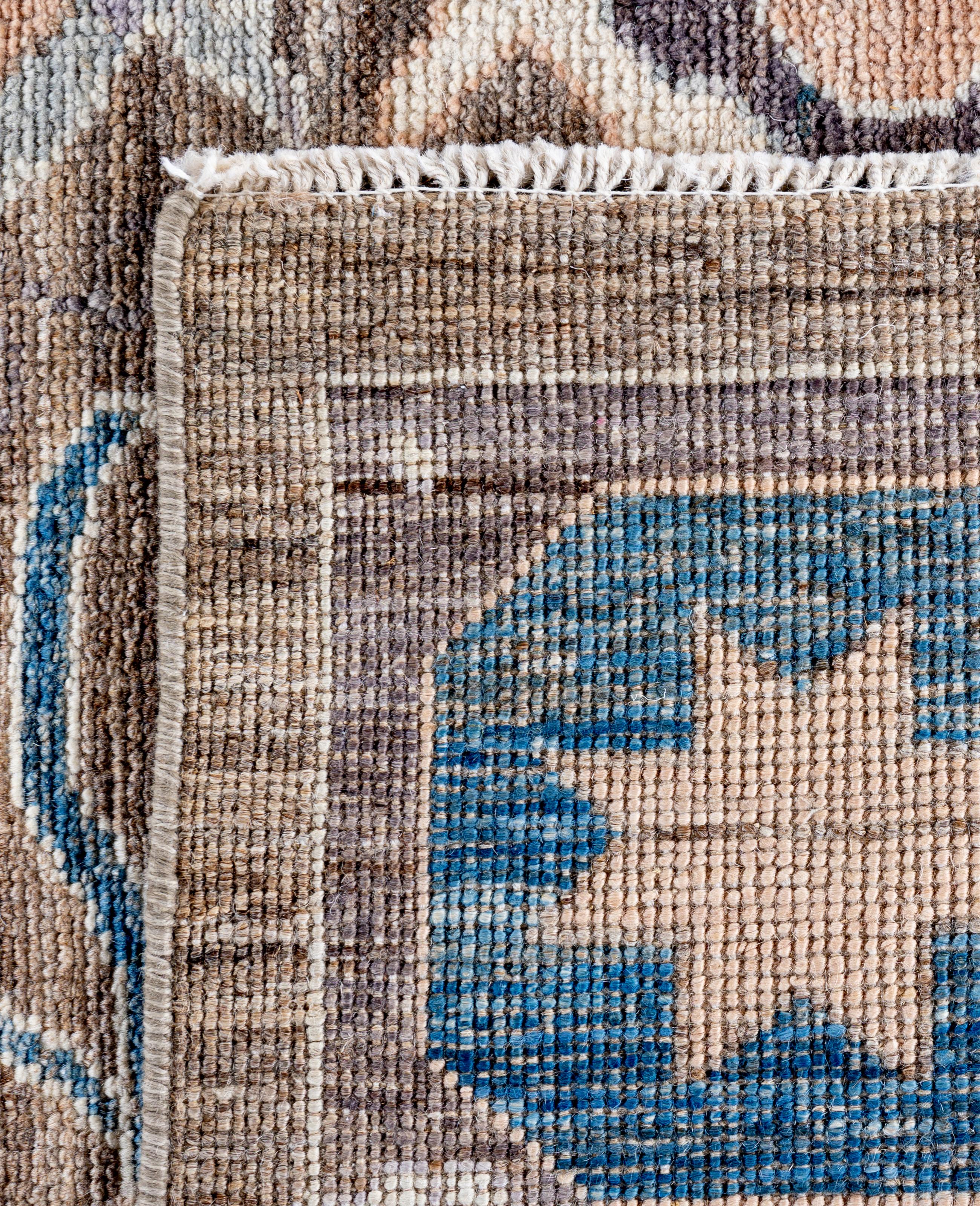 Traditional Tribal Oushak Wool Hand Knotted Brown Area Rug 9' 1